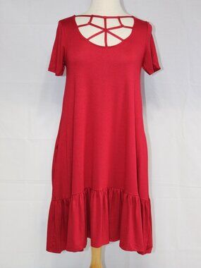Zenana #7041 Stretch Casual Short Summer Dress-Sizes S to XL-SCARLET RED-NEW
